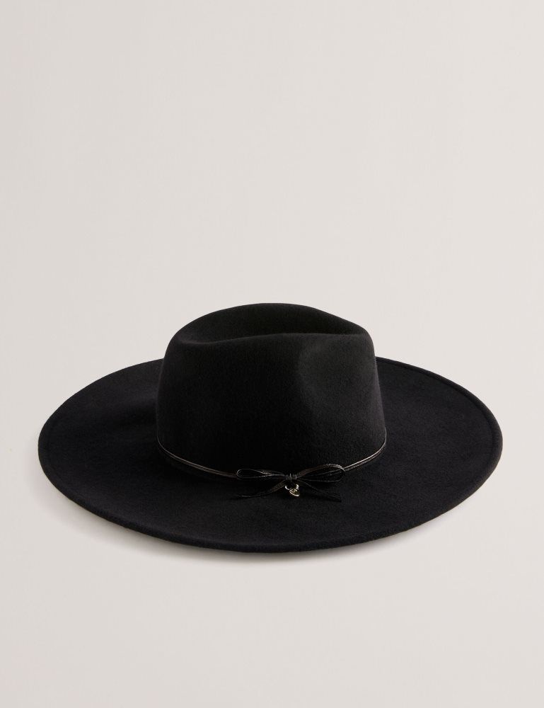 Ted Baker Abbiiio - Bow Detail Pure Wool Fedora Hat Noir | 830245-BGI