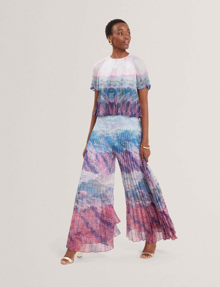Ted Baker Aharra - Pleated Short Sleeve Blouse Rose | 471239-YGR
