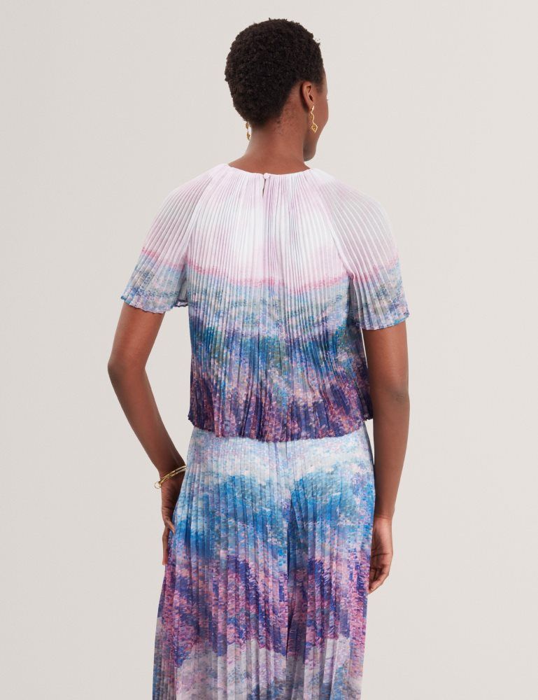 Ted Baker Aharra - Pleated Short Sleeve Blouse Rose | 471239-YGR