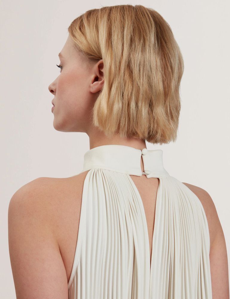Ted Baker Akala - Halter Neck Pleated Maxi Dress Blanche | 754829-EVO