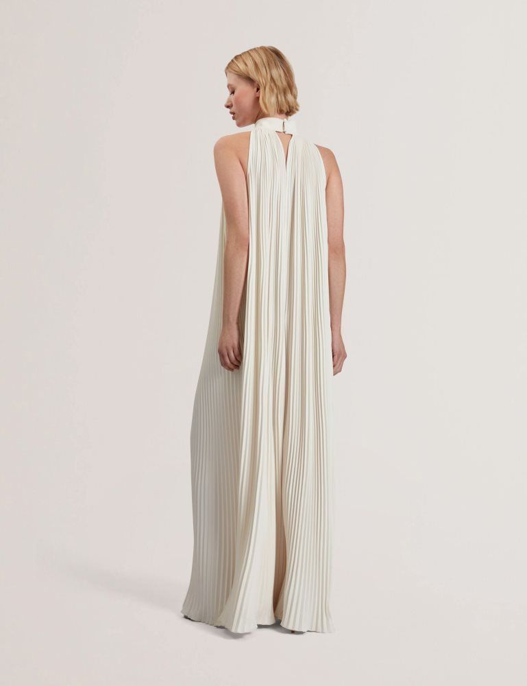 Ted Baker Akala - Halter Neck Pleated Maxi Dress Blanche | 754829-EVO
