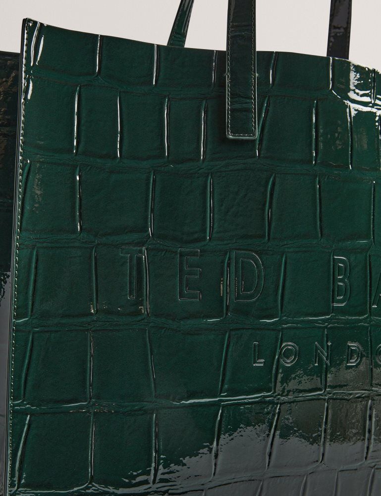 Ted Baker Allicon - Patent Croc Effect Wide Icon Tote Bag Vert | 489023-JPZ