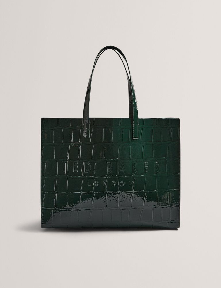 Ted Baker Allicon - Patent Croc Effect Wide Icon Tote Bag Vert | 489023-JPZ