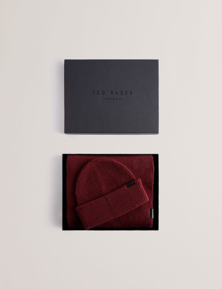 Ted Baker Alliiys - Ribbed Knit Hat And Scarf Set Bordeaux | 680493-SXO