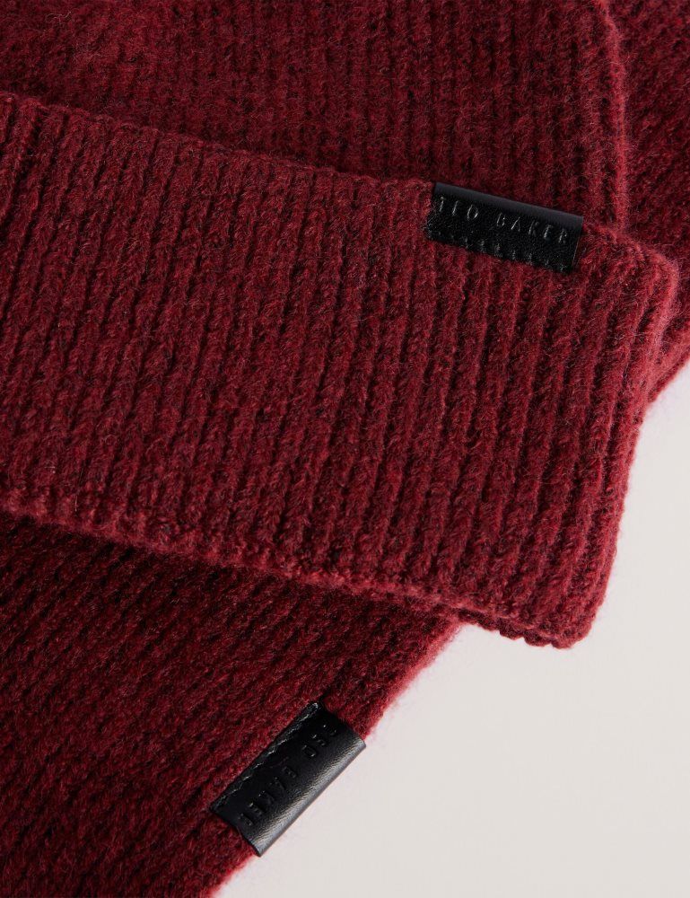 Ted Baker Alliiys - Ribbed Knit Hat And Scarf Set Bordeaux | 680493-SXO