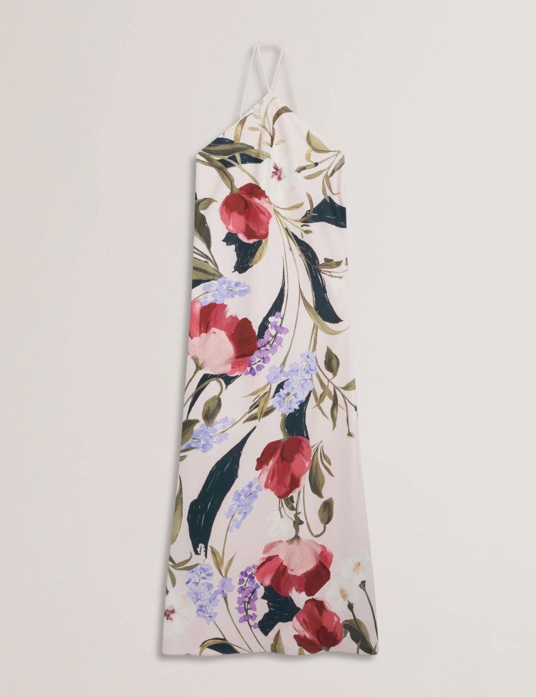 Ted Baker Almaria - Floral Halter Neck Woven Maxi Dress Rose | 395420-BTG