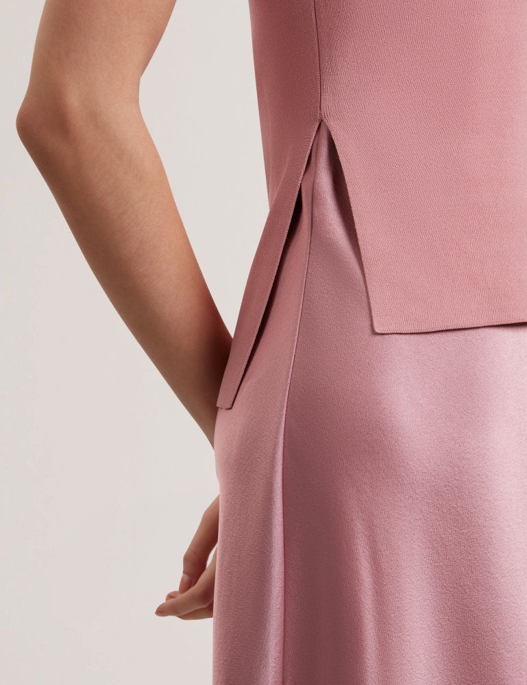 Ted Baker Ammil - Satin Midi Slip Dress With Removable Tank Rose | 957460-GDZ