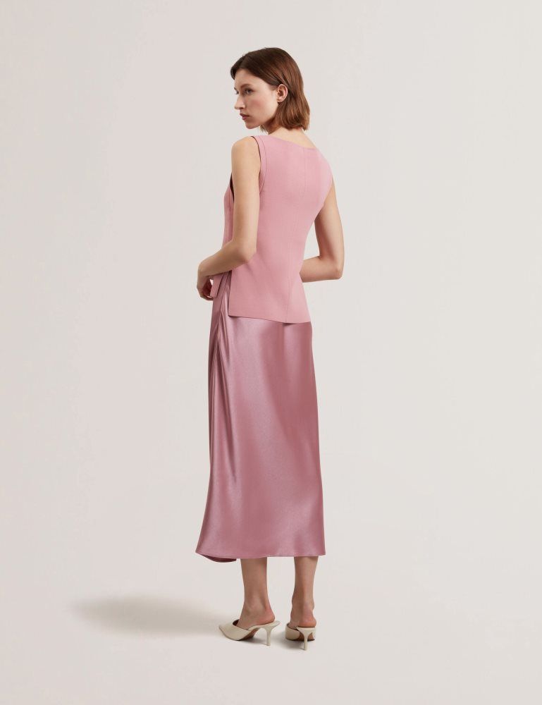 Ted Baker Ammil - Satin Midi Slip Dress With Removable Tank Rose | 957460-GDZ