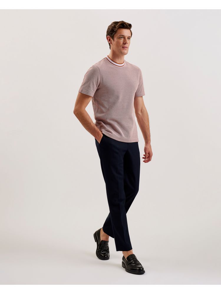 Ted Baker Arlon - Textured Stripe Detail Cotton T-shirt Marron | 689451-DFM
