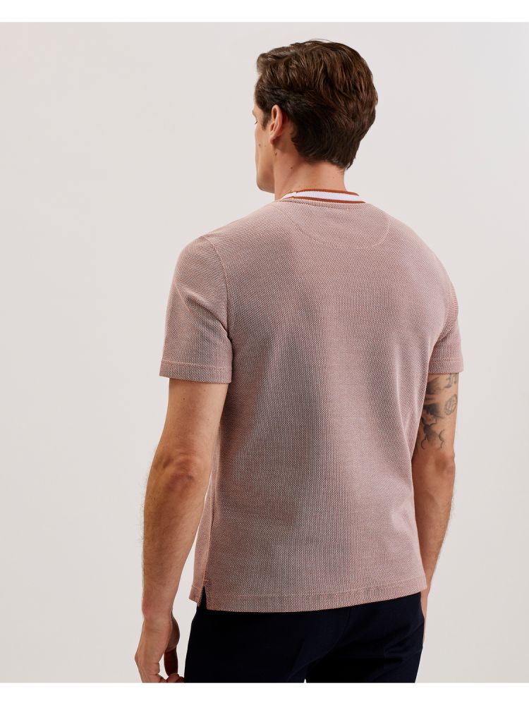 Ted Baker Arlon - Textured Stripe Detail Cotton T-shirt Marron | 689451-DFM