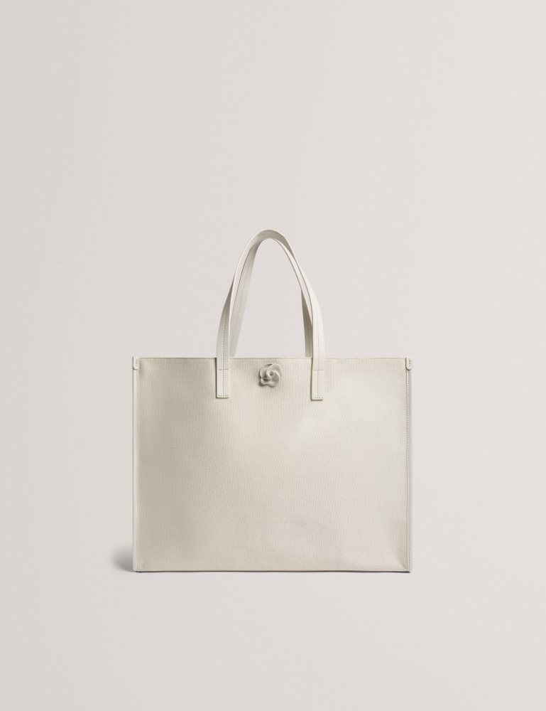 Ted Baker Audos - Rose Detail Wide Canvas Tote Bag Ecru | 830149-LHW