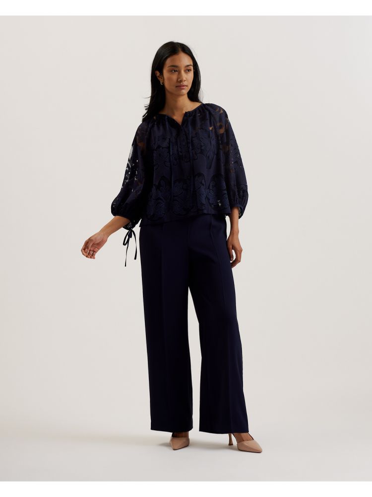 Ted Baker Bacina - Lace 3/4 Balloon Sleeve Blouse Bleu | 098765-JQA