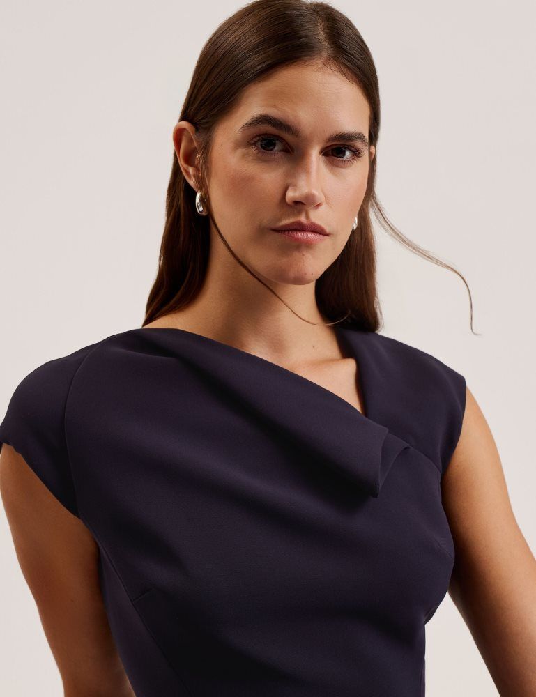 Ted Baker Bayree - Folded Neckline Pencil Midi Dress Bleu Marine | 940587-LBX