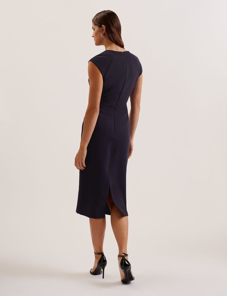 Ted Baker Bayree - Folded Neckline Pencil Midi Dress Bleu Marine | 940587-LBX