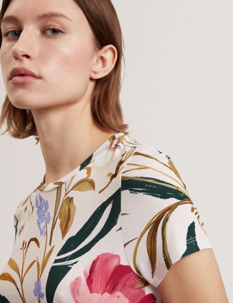 Ted Baker Belliea - Painted Floral Print Slim Fit T-shirt Rose | 769428-WYA
