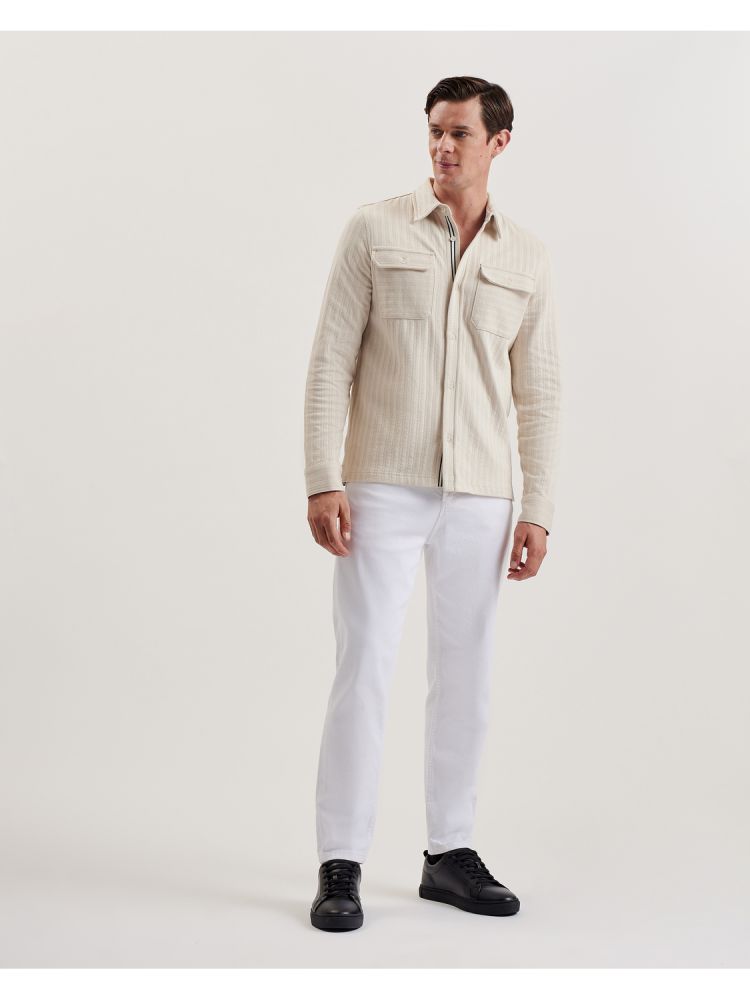 Ted Baker Belza - Textured Cotton Utility Pocket Overshirt Beige | 423915-NIP