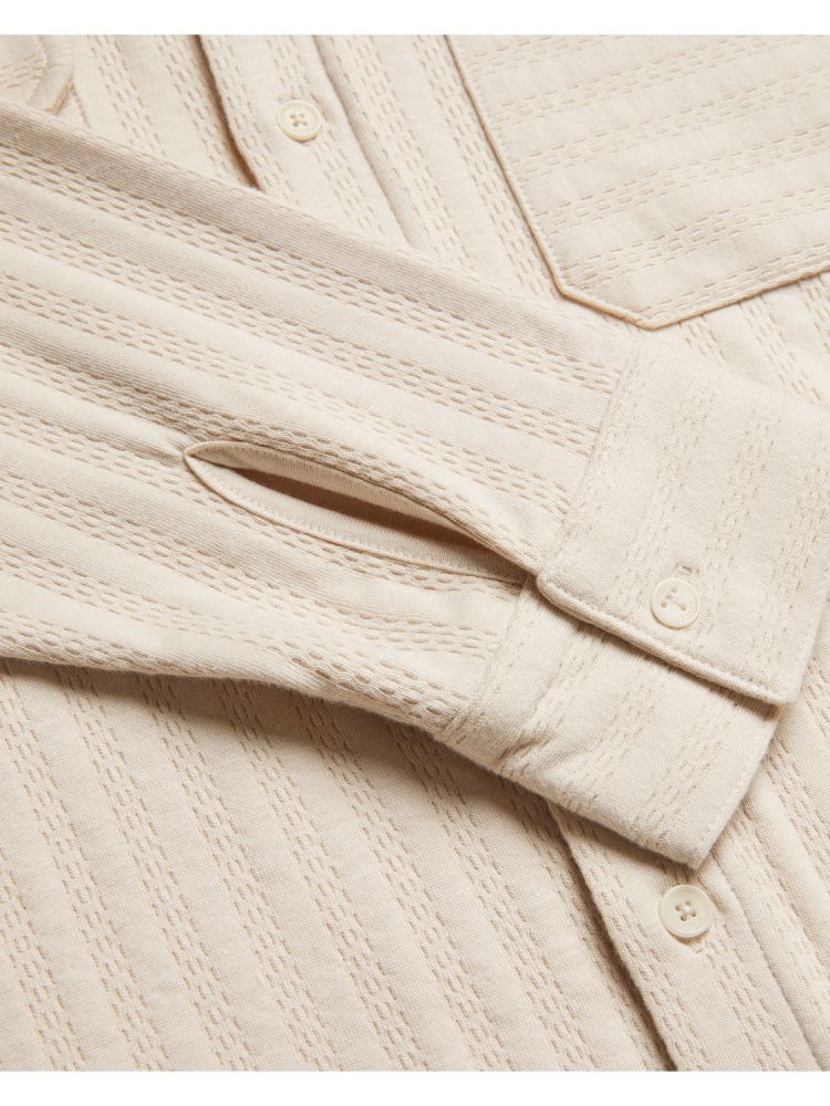 Ted Baker Belza - Textured Cotton Utility Pocket Overshirt Beige | 423915-NIP