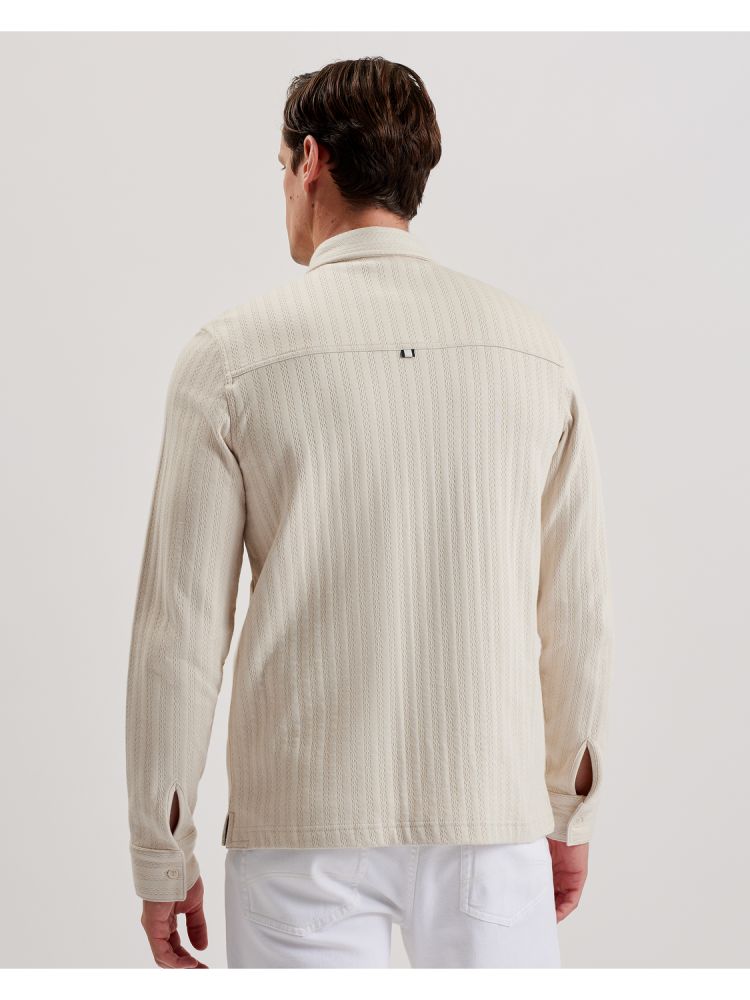 Ted Baker Belza - Textured Cotton Utility Pocket Overshirt Beige | 423915-NIP