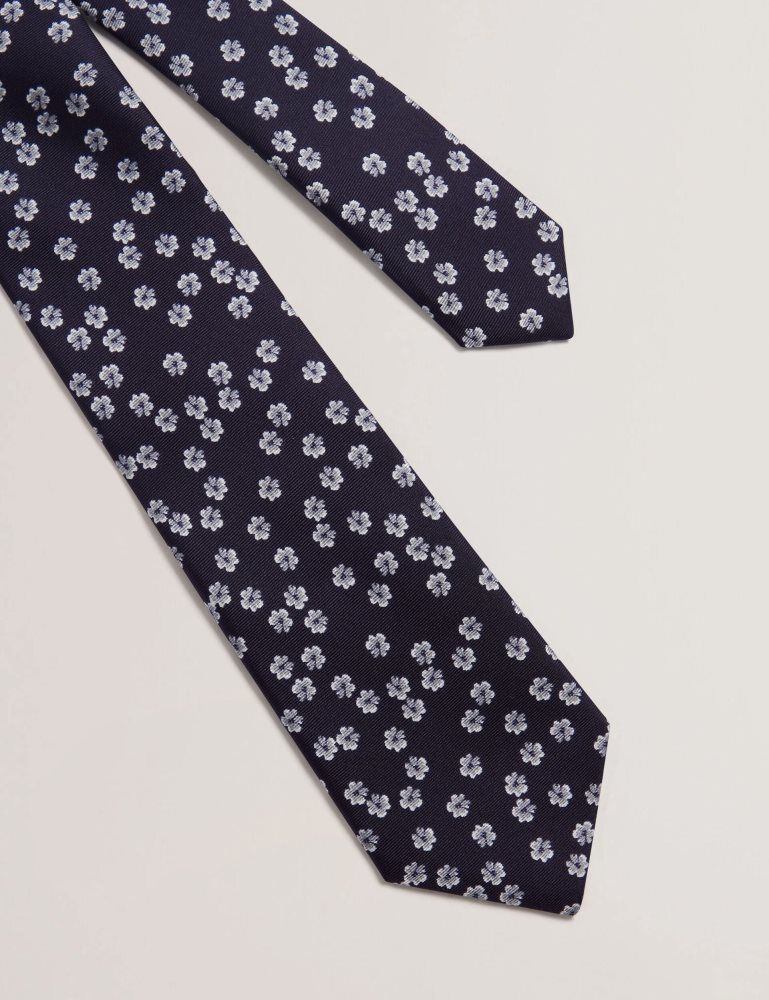 Ted Baker Bentlyy - Ditsy Floral Print Silk Tie Bleu Marine | 604518-WOH