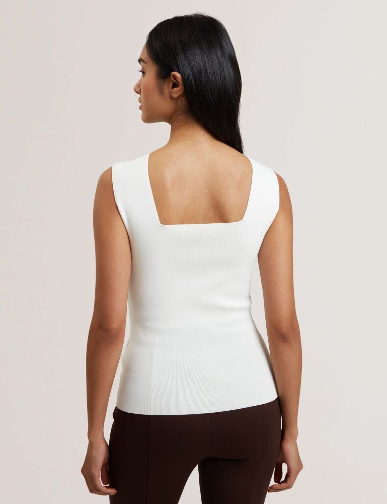 Ted Baker Binkkii - Square Neck Wide Strap Knitted Top Blanche | 490157-MTN