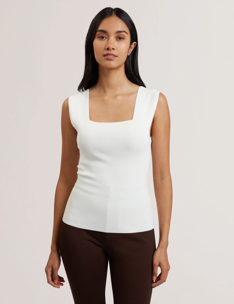 Ted Baker Binkkii - Square Neck Wide Strap Knitted Top Blanche | 490157-MTN