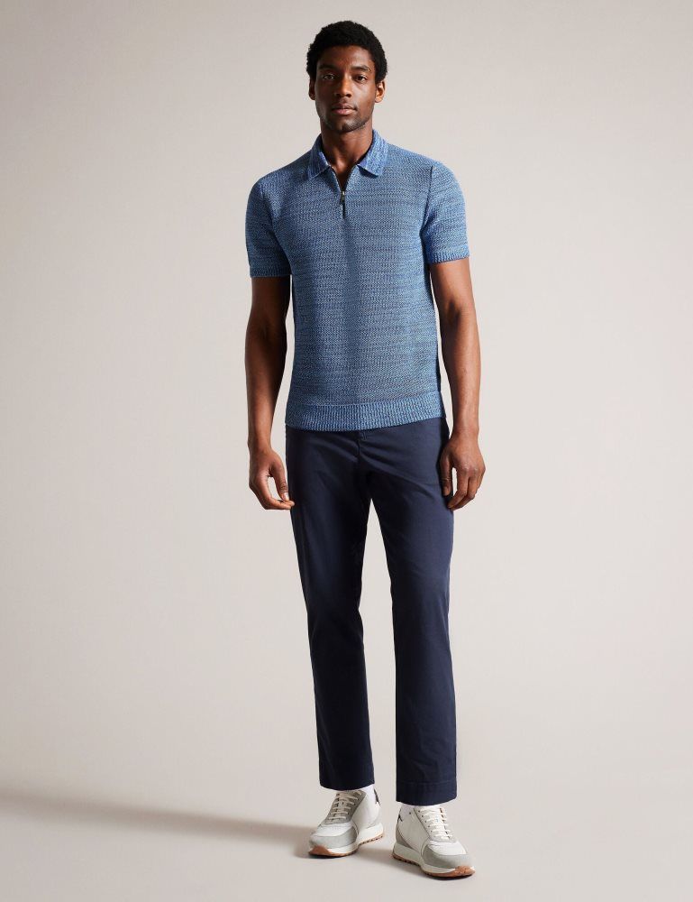Ted Baker Blossam - Space Dye Zip Neck Polo Shirt Bleu | 158237-DWJ