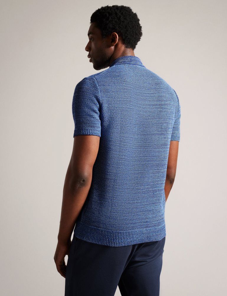 Ted Baker Blossam - Space Dye Zip Neck Polo Shirt Bleu | 158237-DWJ
