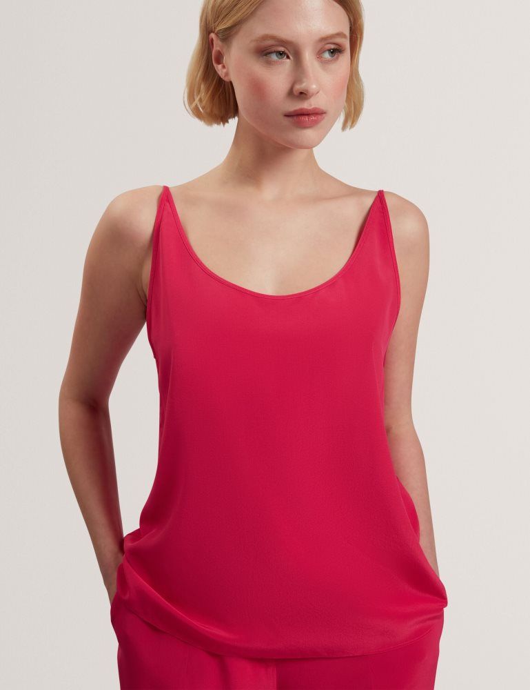 Ted Baker Cadasa - Pure Silk Scoop Neck Cami Top Fushia | 038519-SKL