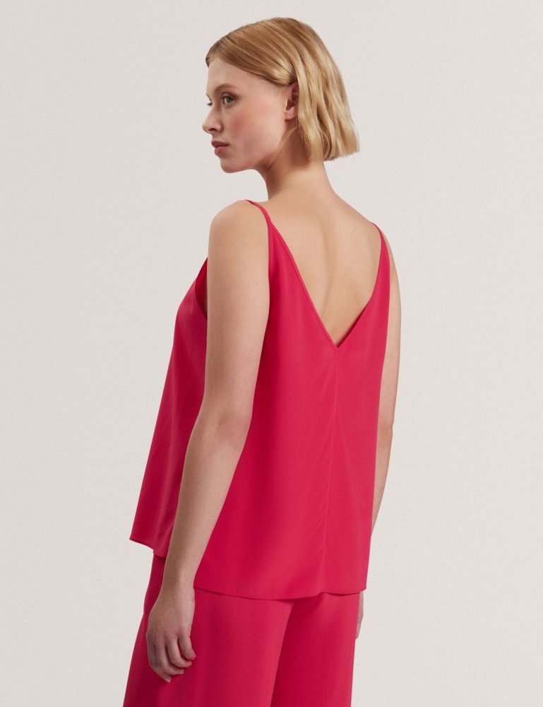 Ted Baker Cadasa - Pure Silk Scoop Neck Cami Top Fushia | 038519-SKL