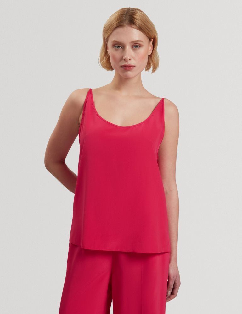 Ted Baker Cadasa - Pure Silk Scoop Neck Cami Top Fushia | 038519-SKL