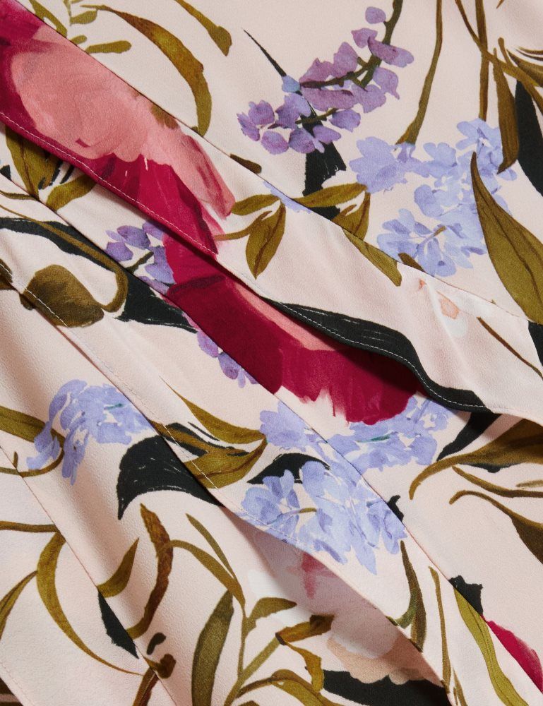 Ted Baker Candici - Floral Print Frill Trim Midi Skirt With Split Rose | 354078-LBE