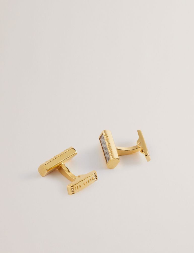 Ted Baker Carbie - Carbon Fibre Bar Metal Cufflinks Doré | 291537-RIM