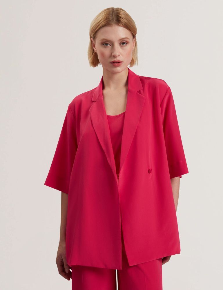 Ted Baker Carloe - Silk Short Sleeve Blazer Fushia | 649582-QPZ