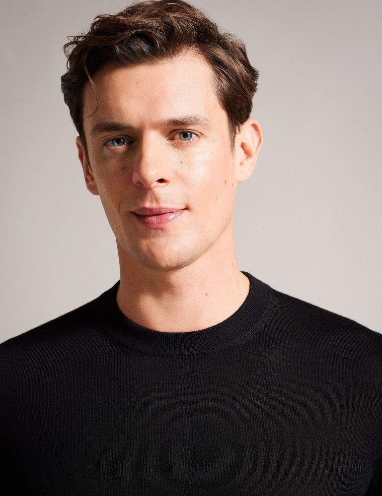 Ted Baker Carnby - Pure Laine Crew Neck Jumper Noir | 712935-CMD