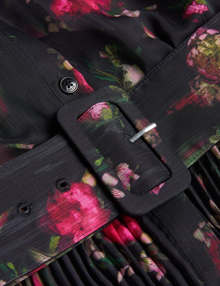 Ted Baker Ceiba - Floral Print Pleated Maxi Shirt Dress Noir | 795648-LEN