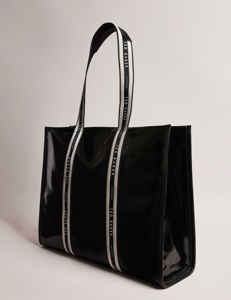 Ted Baker Celinie - Branded Webbing Faux Leather Tote Bag Noir | 174536-FVS