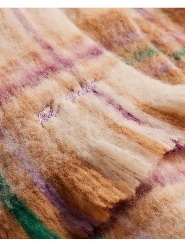 Ted Baker Chellis - Checked Fringed Edge Woven Scarf Multicolore | 486531-BUK