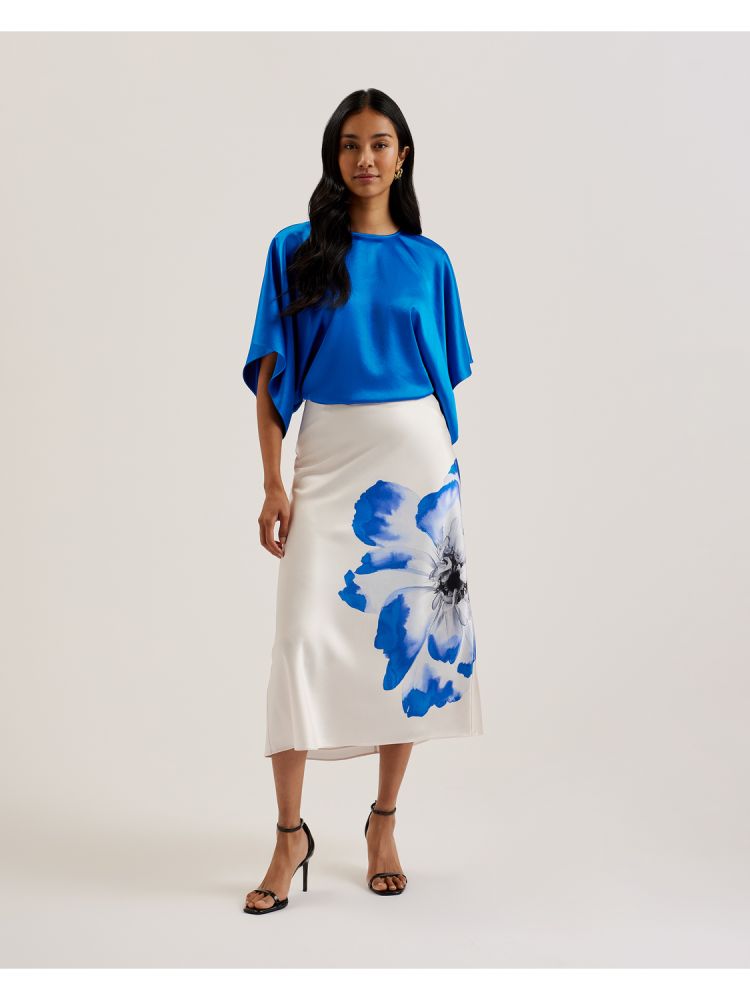 Ted Baker Cherika - Batwing Short Sleeve Satin Blouse Bleu | 872041-XUS