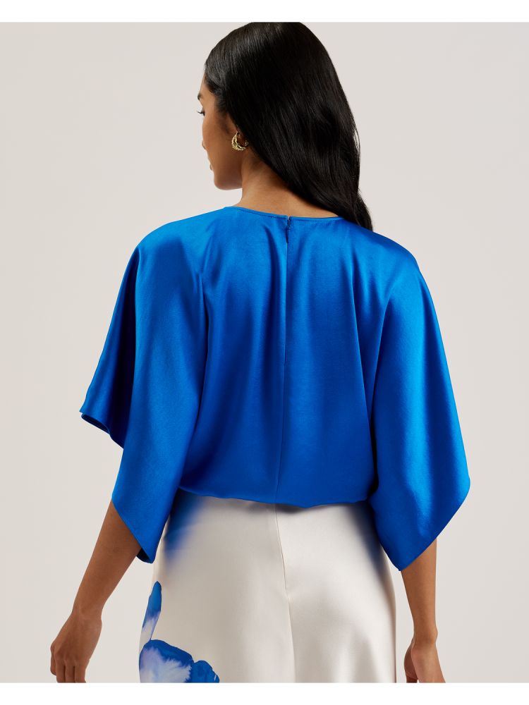 Ted Baker Cherika - Batwing Short Sleeve Satin Blouse Bleu | 872041-XUS