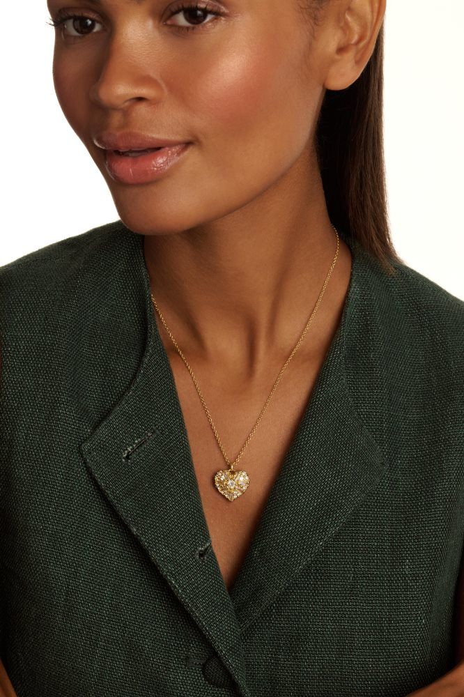 Ted Baker Cherish - Crystal Heart Locket Pendant Necklace Doré | 240859-UPG