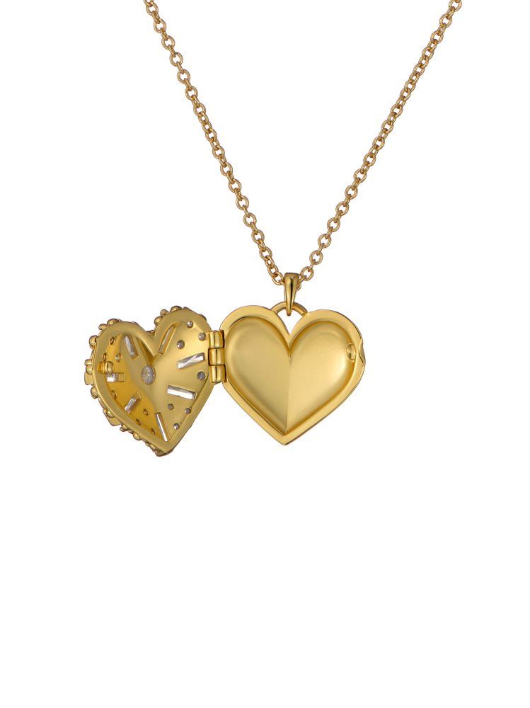 Ted Baker Cherish - Crystal Heart Locket Pendant Necklace Doré | 240859-UPG