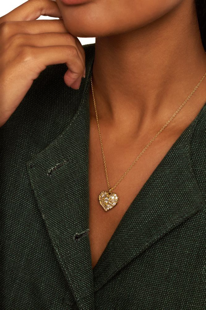 Ted Baker Cherish - Crystal Heart Locket Pendant Necklace Doré | 240859-UPG