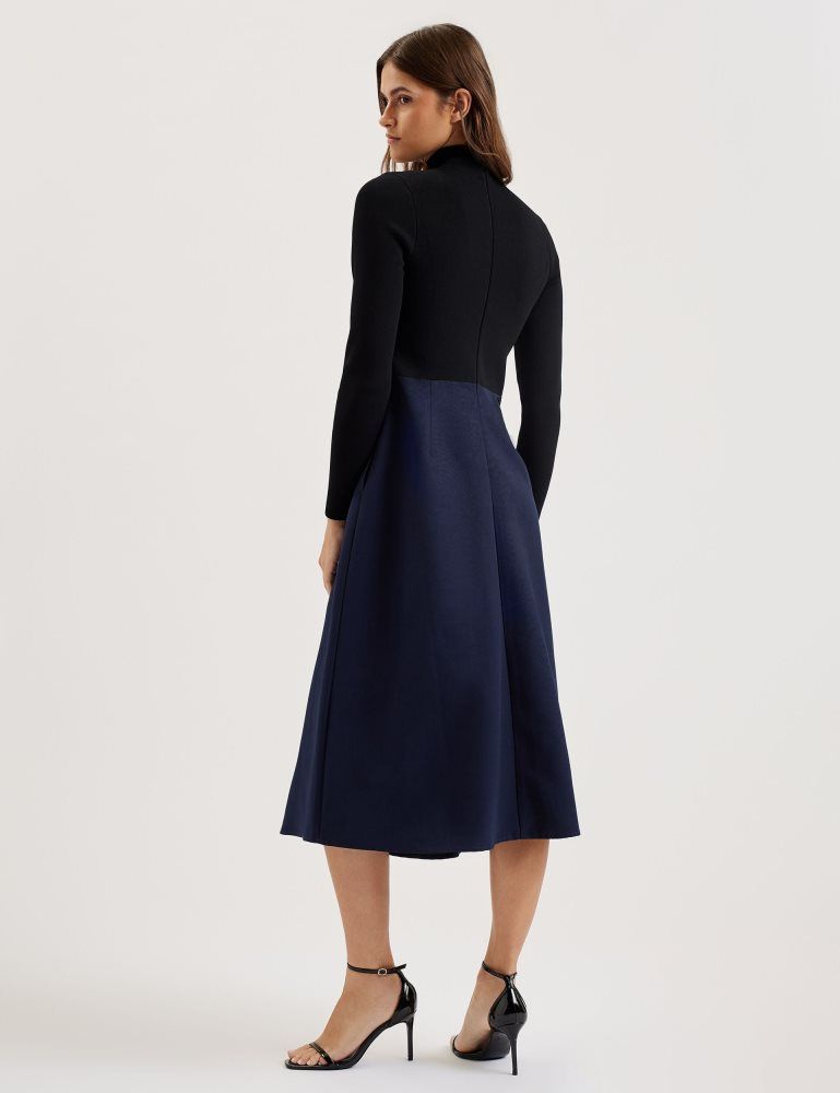 Ted Baker Chira - Knit Bodice Midi Dress With Wrap Skirt Noir | 974532-VZR