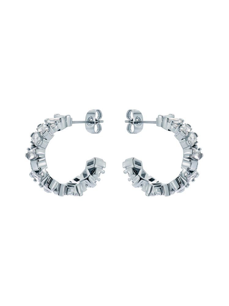 Ted Baker Clarence - Crystal Cluster Hoop Earrings Argent | 589026-UAH