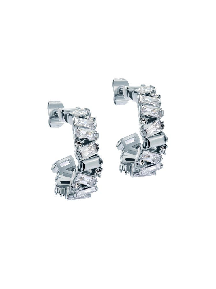 Ted Baker Clarence - Crystal Cluster Hoop Earrings Argent | 589026-UAH