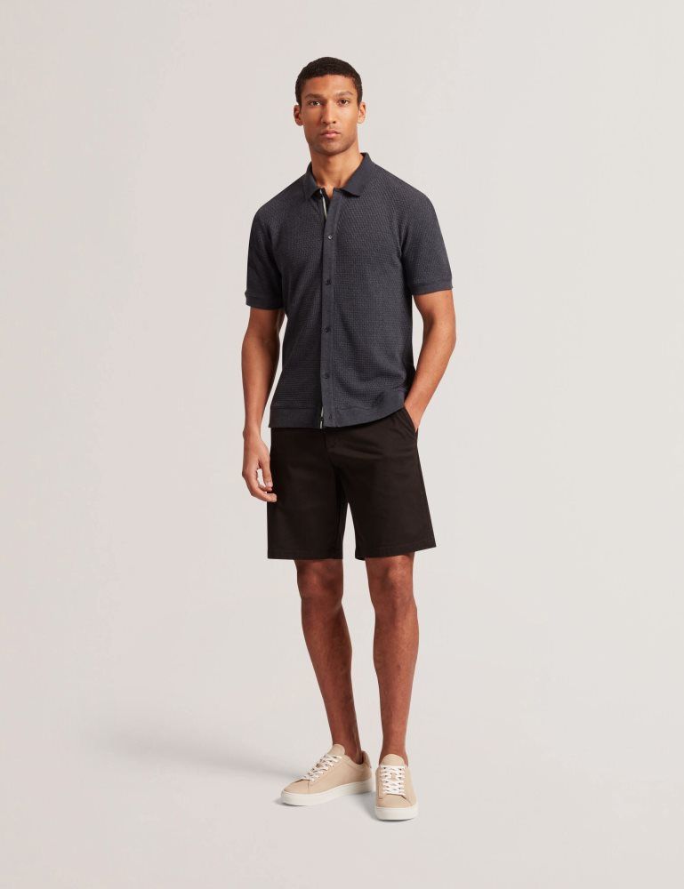 Ted Baker Connyr - Short Sleeve Button Through Polo Bleu Marine | 908345-KLY