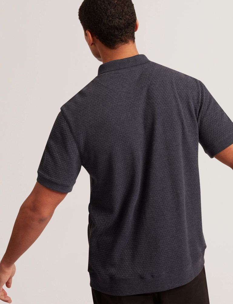 Ted Baker Connyr - Short Sleeve Button Through Polo Bleu Marine | 908345-KLY