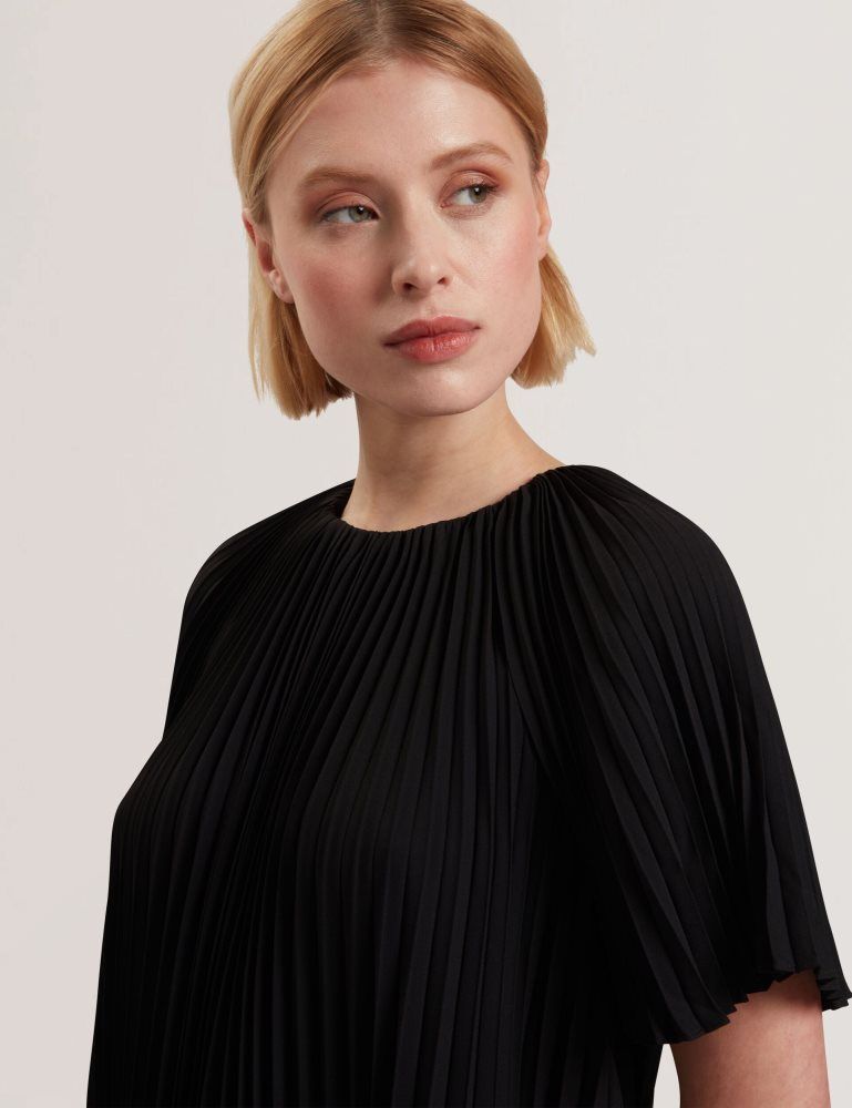 Ted Baker Convala - Pleated Short Sleeve A-line Mini Dress Noir | 598316-MUQ