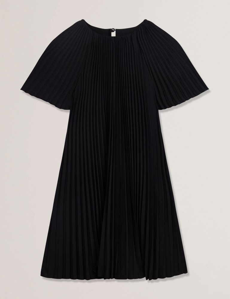 Ted Baker Convala - Pleated Short Sleeve A-line Mini Dress Noir | 598316-MUQ