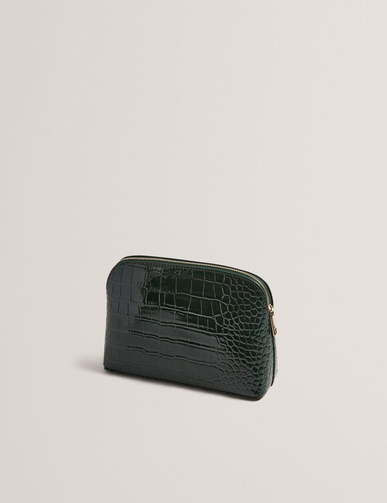 Ted Baker Crocala - Croc Effect Faux Leather Makeup Bag Vert | 130796-KPJ